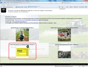 Acceso ITEAF  al Portal de Consulta de Maquinaria Agrícola y Censo de equipos Fitosanitarios.
