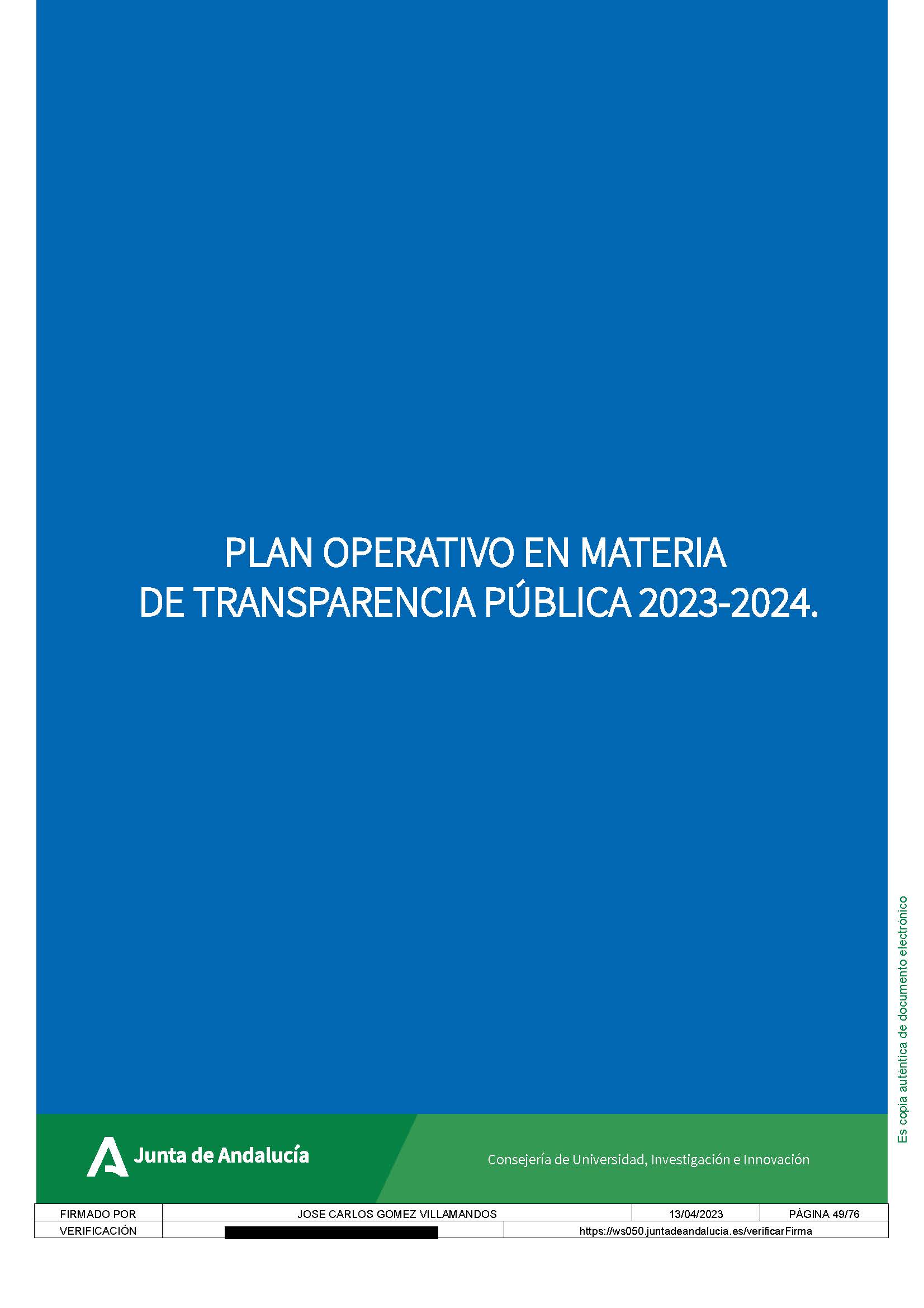 Portada del Plan Operativo CUII 2023-2024