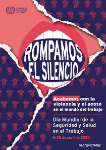 cartel con una boca y el letrero rompamos el silencio